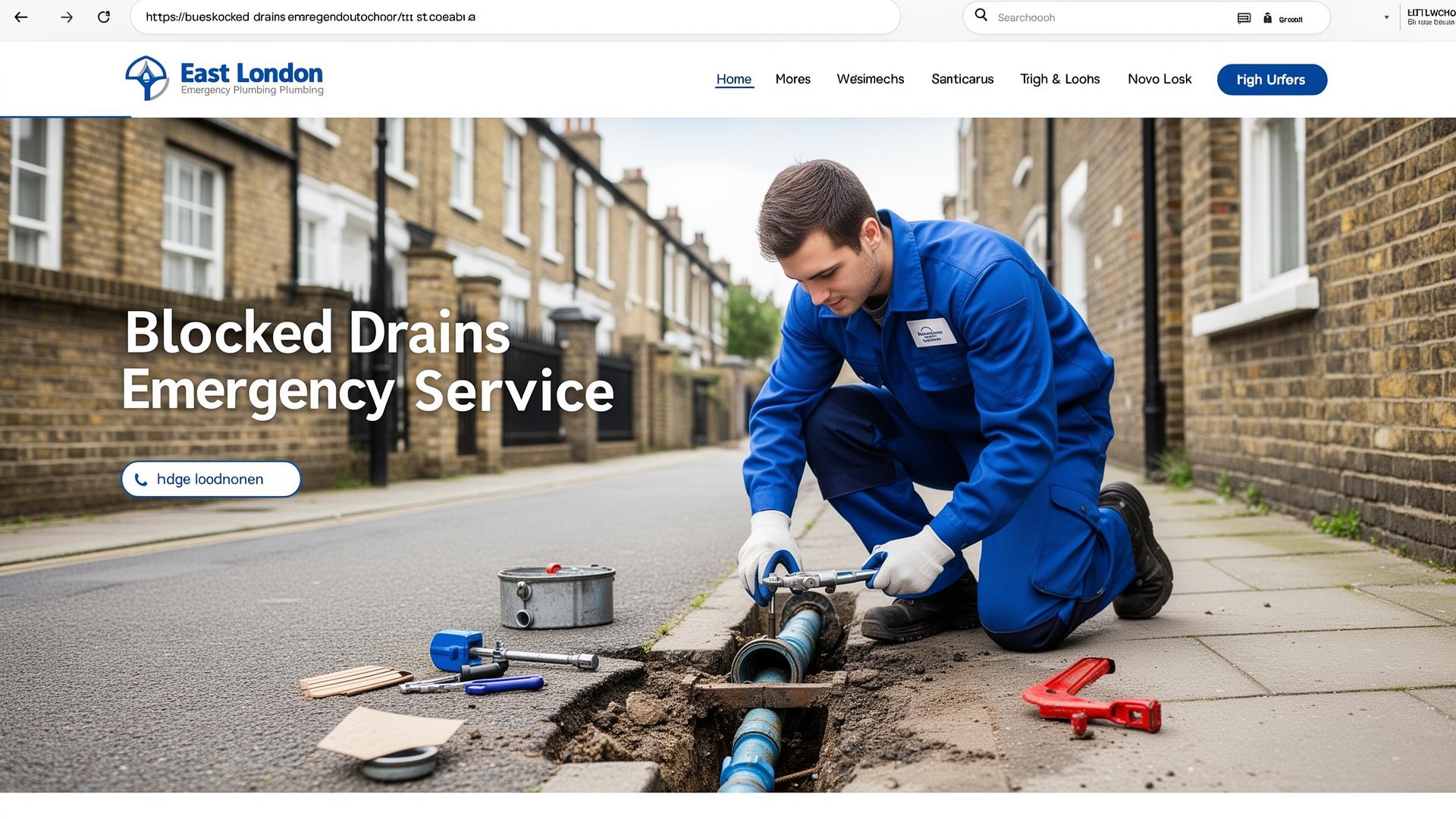 Professional drainage engineer unblocking drain in East London